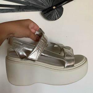 Vagabond chunky silver platform sandals
